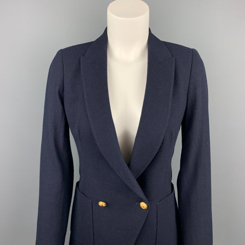 BAND OF OUTSIDERS Blazer croisé en laine vierge sergé bleu marine taille 1