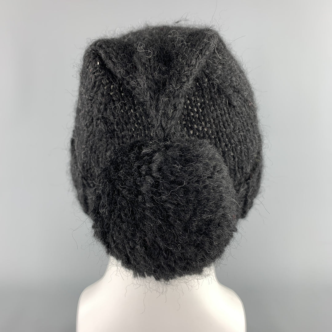 NICOLE FARHI Black Knitted Alpaca Beanie