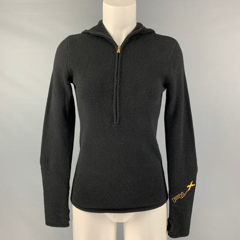 RLX by RALPH LAUREN Size S Black Cashmere Knitted 1/4 Zip Pullover