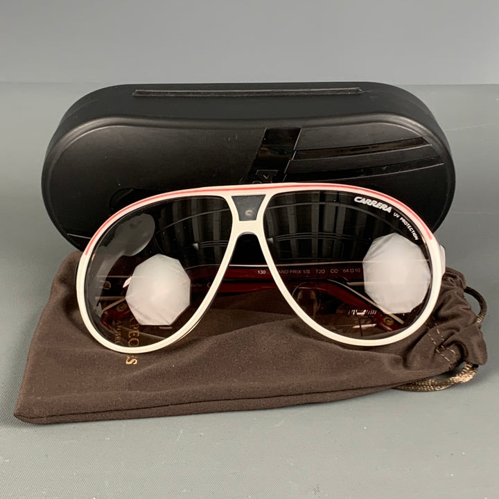 CARRERA GRAND PRIX White Red Stripe Acetate Sunglasses