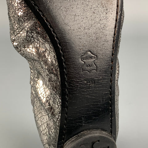 TORY BURCH Size 7.5 Silver Leather Embellishment Ballet Flats