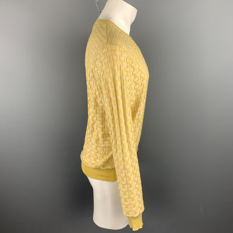BURBERRY PRORSUM Spring 2006 Size L Yellow Knitted Silk / Cotton V-Neck Pullover