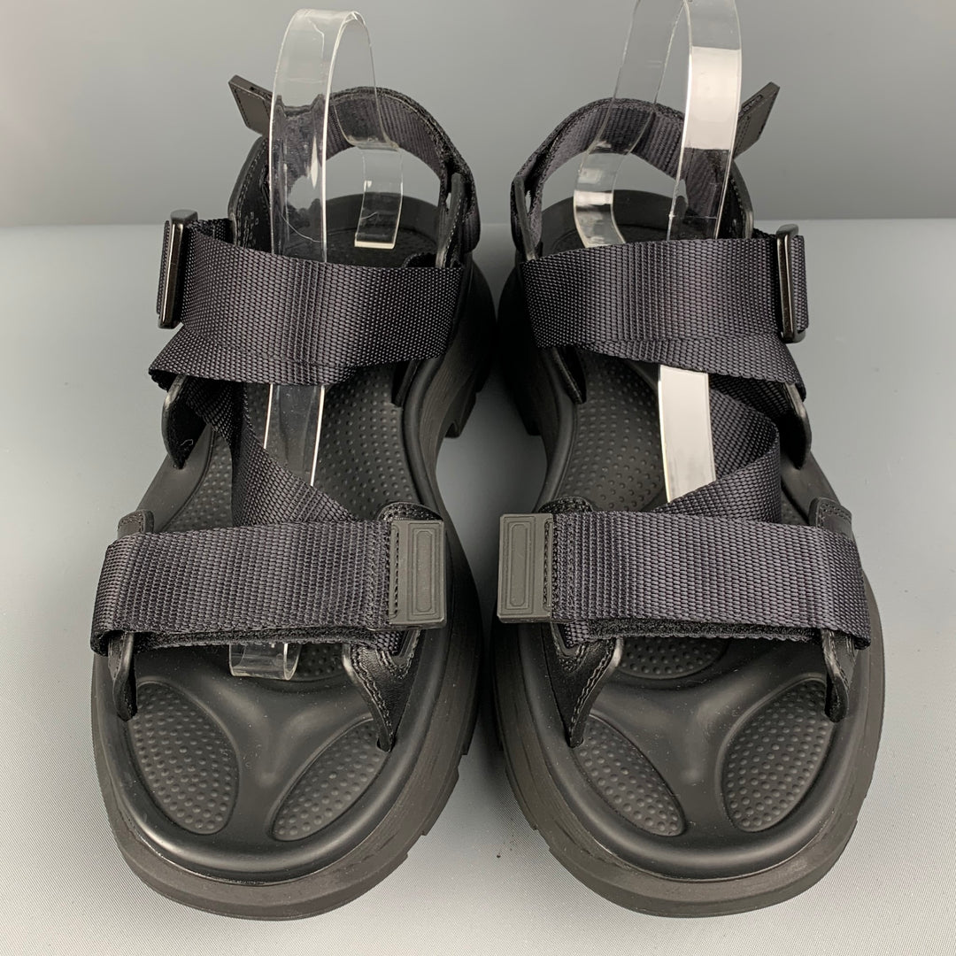 ALEXANDER MCQUEEN Size 9 Black Mixed Materials Polyamide Sandals
