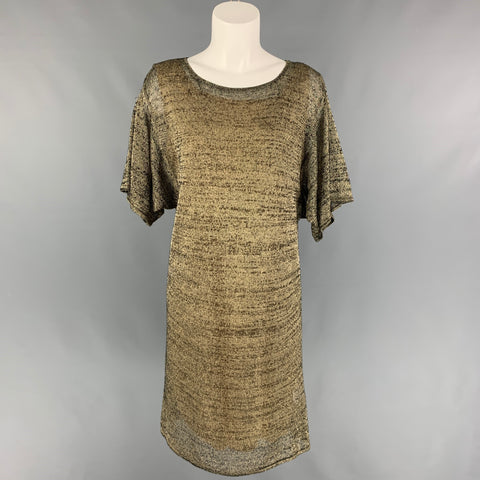 PORTS 1961 Vestido Talla L Oro Negro Algodón Poliéster