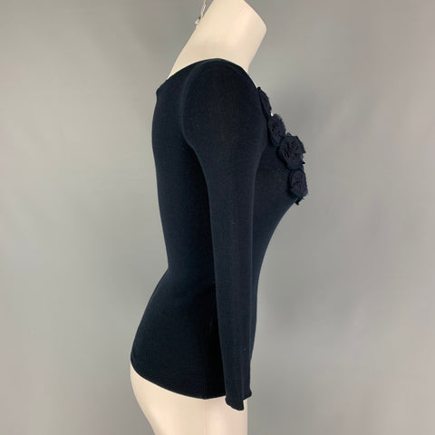 PRADA Size 2 Navy Cotton Mixed Fabrics Pullover