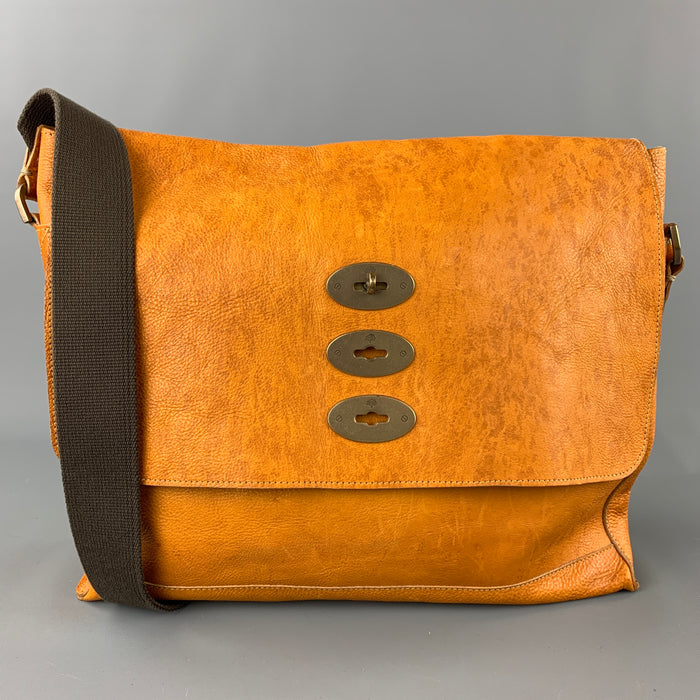 MULBERRY Brynmore Mustard Khaki Distressed Leather Messenger Bag