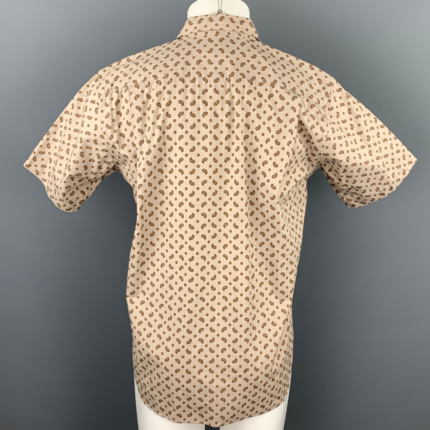 COMME des GARCONS HOMME PLUS Size M Khaki Paisley Cotton Short Sleeve Shirt