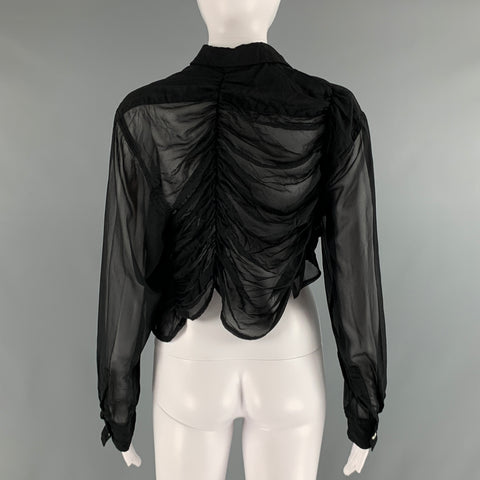 COMME des GARCONS Blusa corta fruncida de poliéster negra talla M