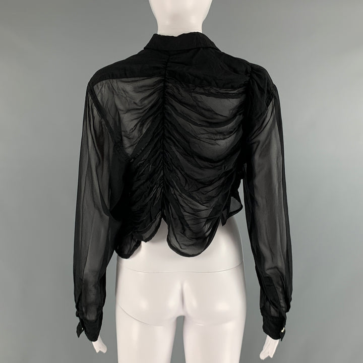 COMME des GARCONS Size M Black Polyester Ruched Cropped Blouse