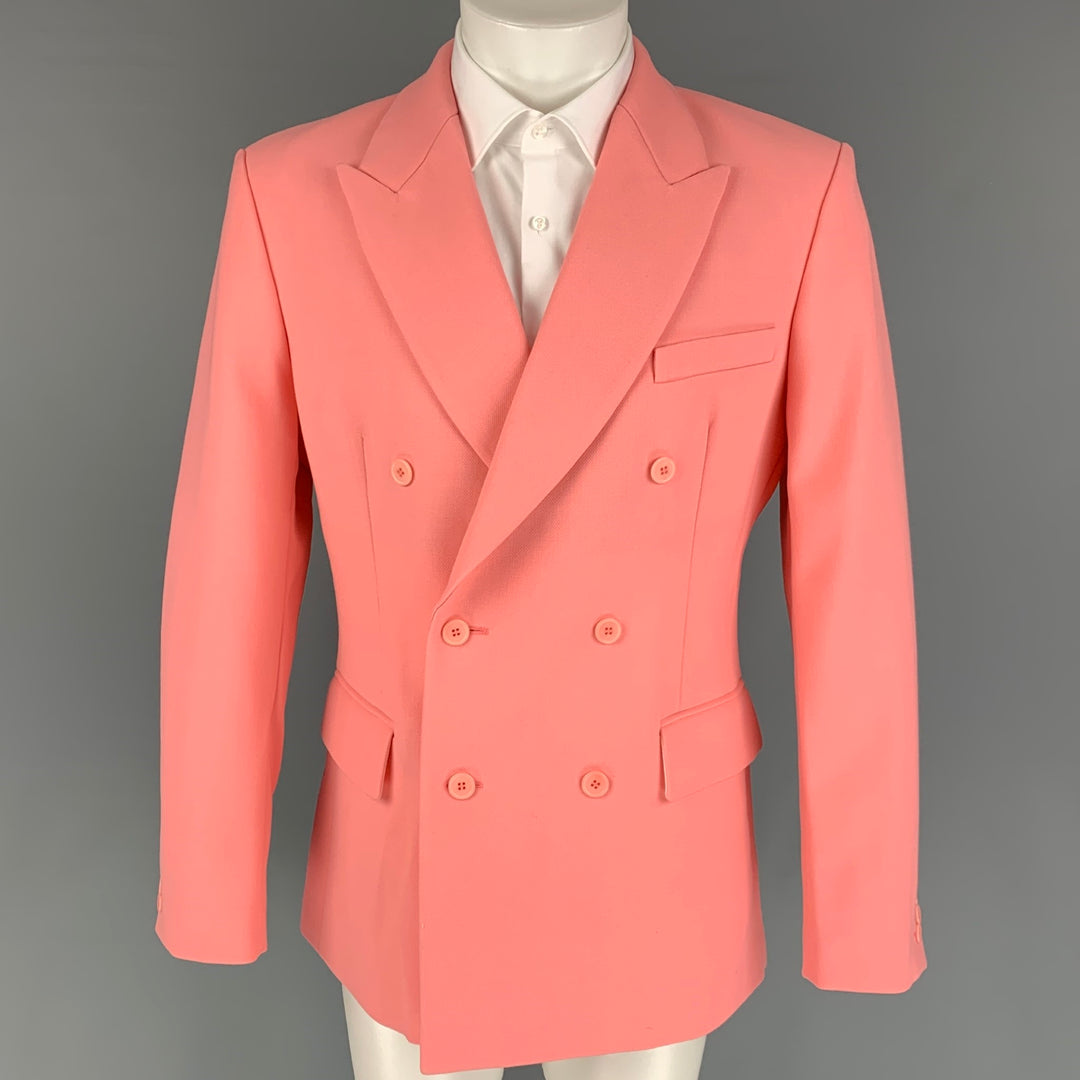 CASABLANCA Size 40 Pink Wool Double Breasted Sport Coat