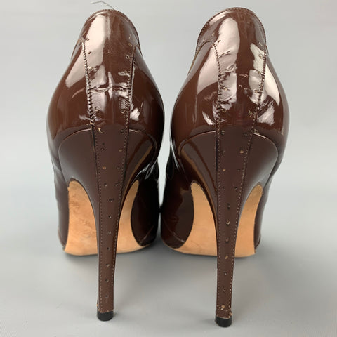 MANOLO BLAHNIK Talla 8.5 Botines de charol marrón