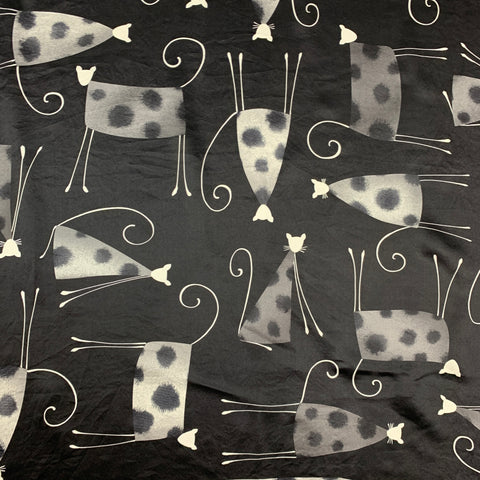 FREY Grey Cat Print Satin Silk Print Scarf