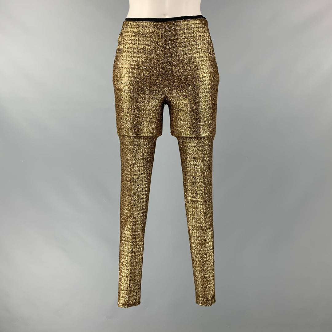 DOROTHEE SCHUMACHER Size XS Gold Black Polyester Wool Metallic Dress Pants DOROTHEE SCHUMACHER Size XS Gold Black Polyester Wool Metallic Dress Pants
