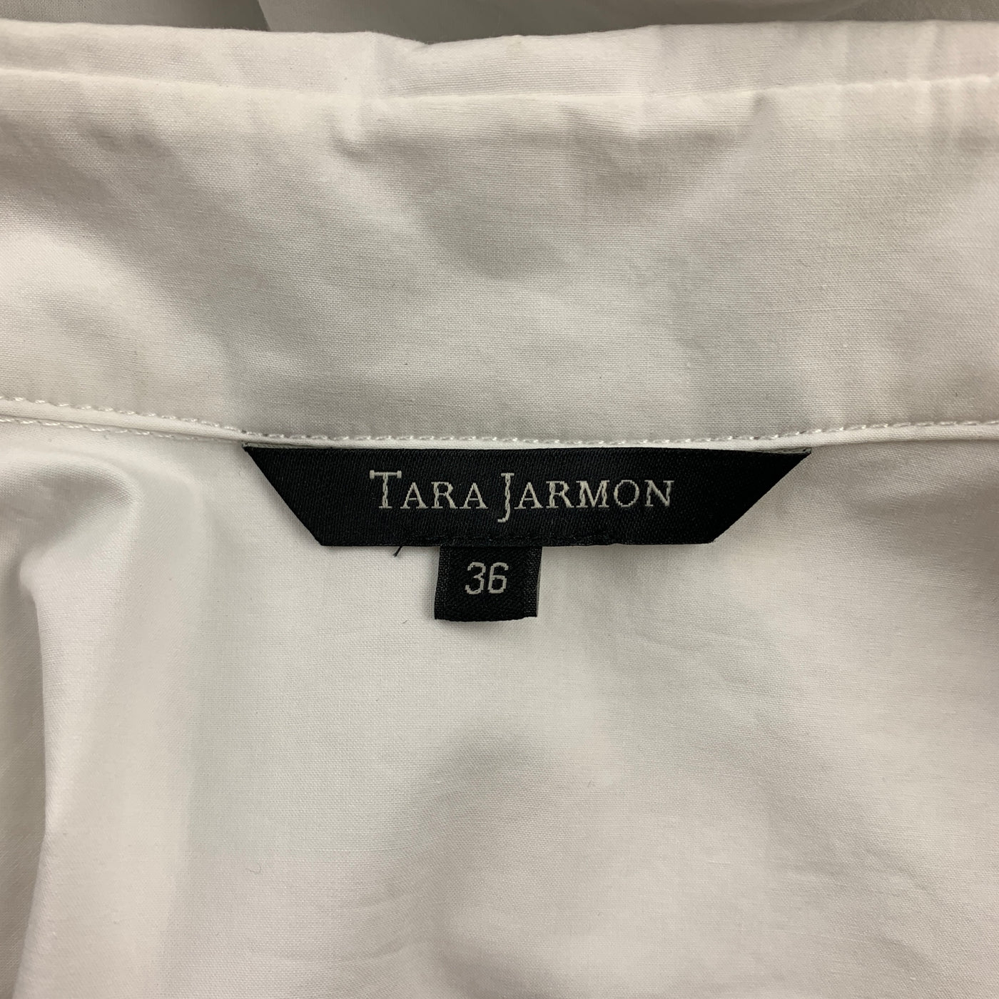 TARA JARMON White Poplin Cotton Buttoned Open Back Blouse