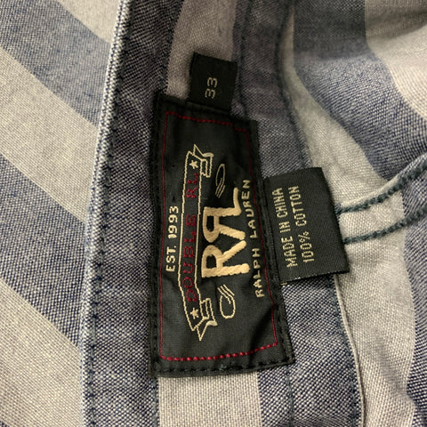 RRL by RALPH LAUREN Size 33 Grey Blue Stripe Cotton Drawstring Shorts