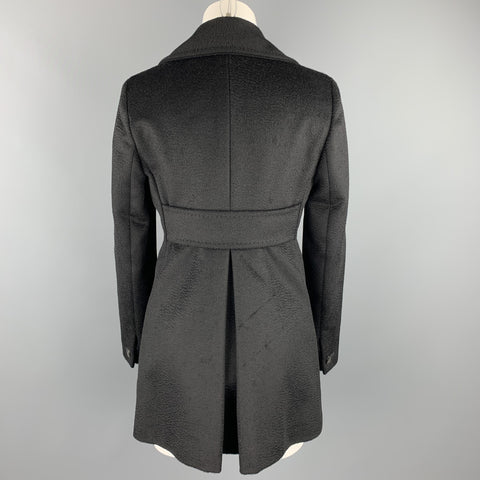 MAX MARA Size 4 Black Peak Lapel Hidden Buttons Coat