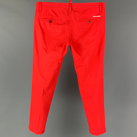 DSQUARED2 Size 30 Red Cotton Button Fly Casual Pants