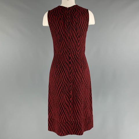 MARNI Size 2 Burgundy Black Viscose Rhombus Sleeveless Dress