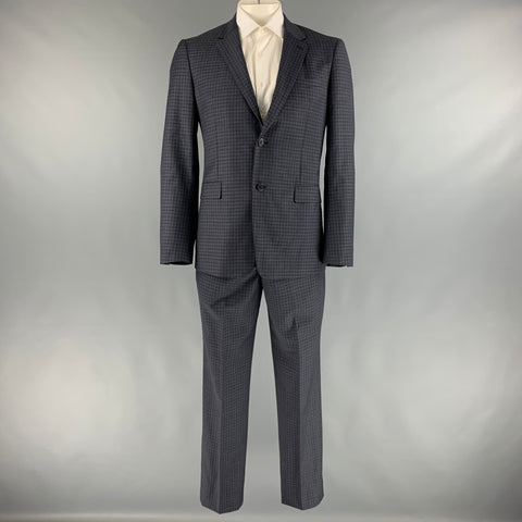 THEOR Size 42 Black Grey Checkered Wool Single Breasted