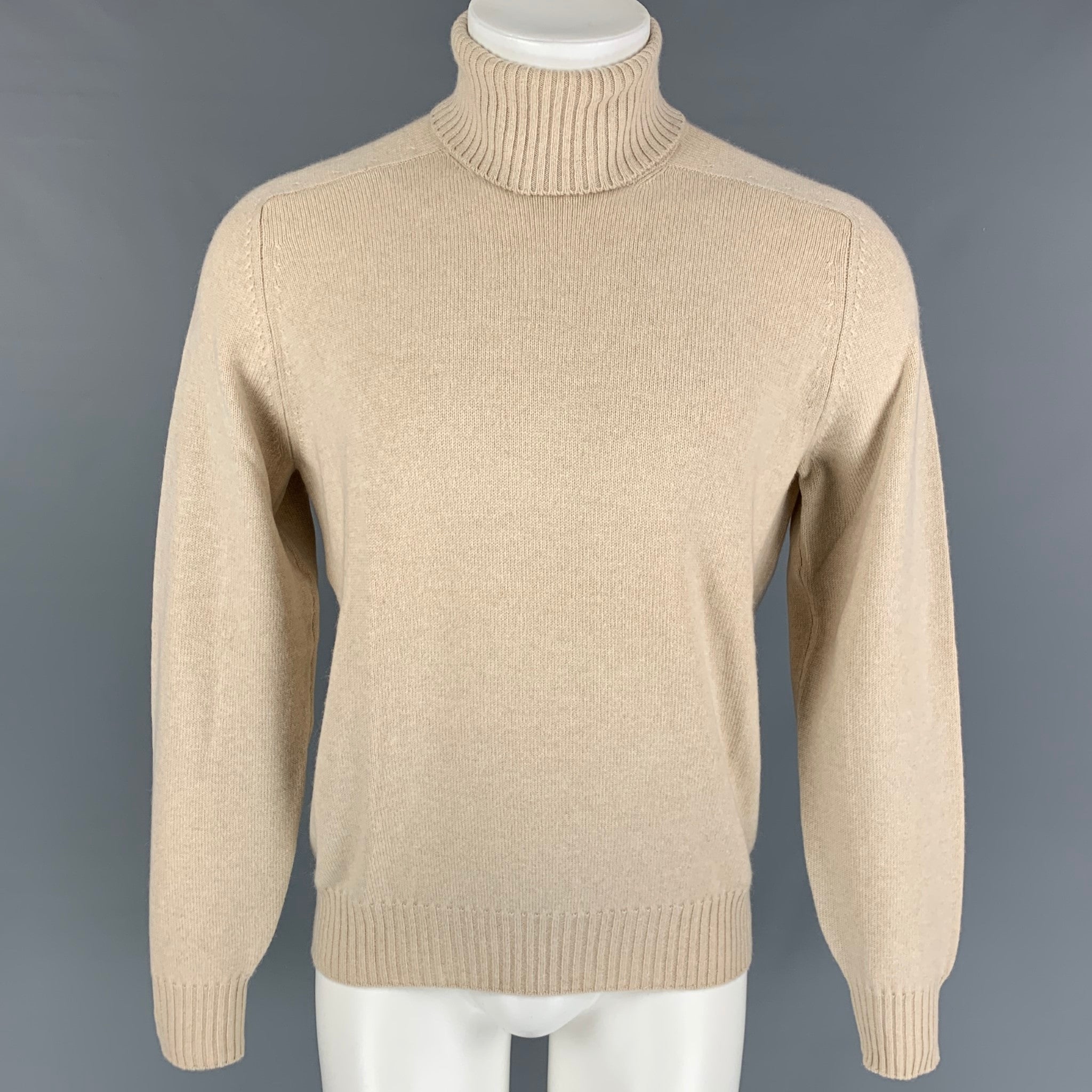 BRUNELLO CUCINELLI Size M Beige Knitted Cashmere Turtleneck