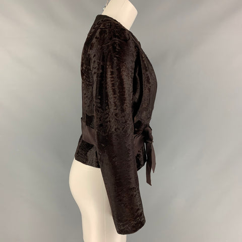 MARNI Size 4 Brown Belted Jacket