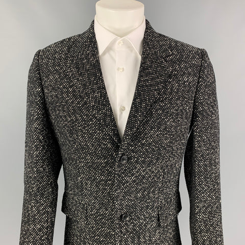 OUR LEGACY SS 15 Taille 38 Manteau de sport en coton / polyamide chiné noir blanc