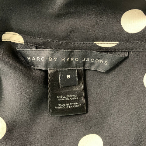 MARC by MARC JACOBS Talla 6 Blusa negra de lunares blanquecinos