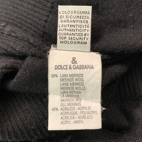 D&G by DOLCE & GABBANA Size 44 Black Knit Wool &  Acrylic Crew-Neck Pullover