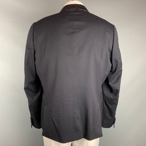 PAUL SMITH Size 46 Navy & Black Wool Peak Lapel Sport Coat