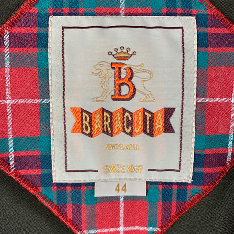 BARACUTA Chest Size 44 Brown Red Plaid Virgin Wool Bomber Jacket