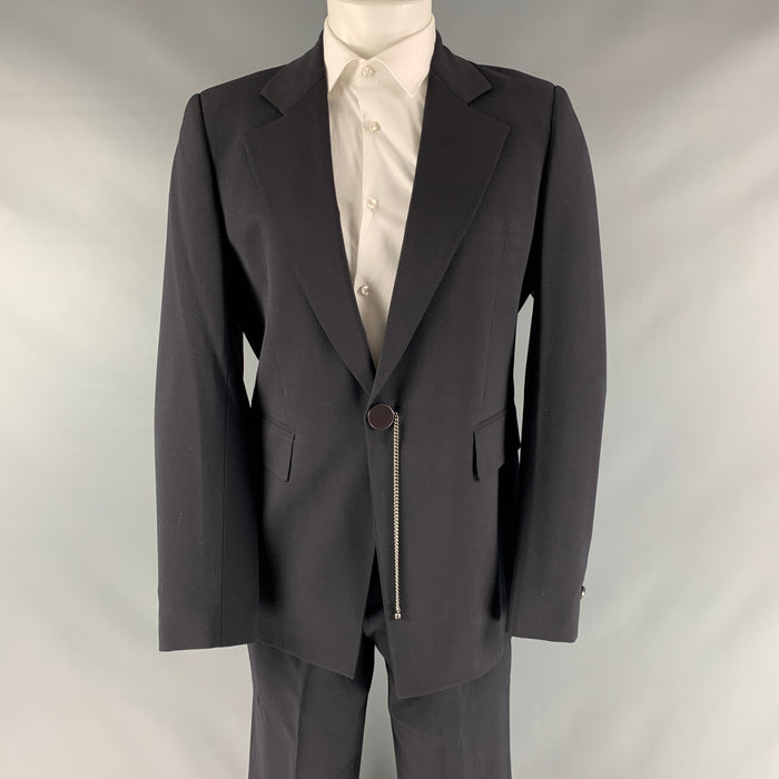 DIRK BIKKEMBERGS  Size 40 Black Solid Wool  Elastane Notch Lapel Suit