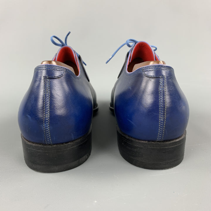 CORTHAY Talla US 9.5 Zapatos de vestir con cordones de cuero antiguo azul