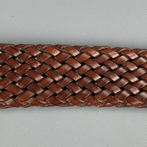 VINTAGE Woven Size 36 Brown Leather Belt