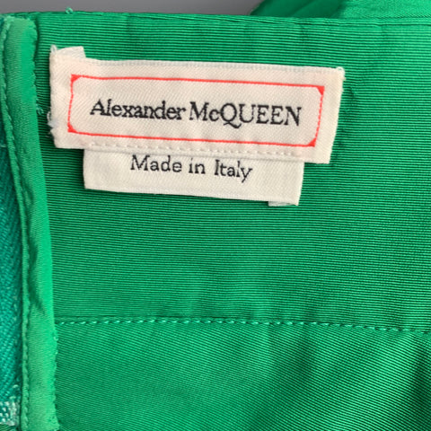 ALEXANDER MCQUEEN Size 0 Green Polyester Ruffled Bustier Dress Top