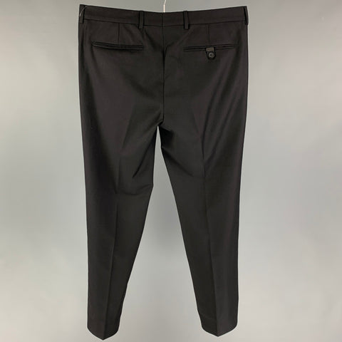 PRADA Size 34 Black Virgin Wool Button Fly Dress Pants