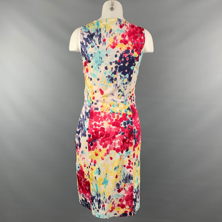 LOVE MOSCHINO Size 6 Multi-Color Paint Splattered Cotton Paint Sleeveless Dress