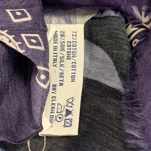 PIERRE-LOUIS MASCIA Navy & Blue Print Cotton / Silk Scarf