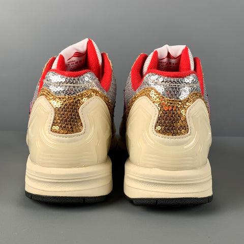 ADIDAS Taille 8,5 Baskets basses à paillettes multicolores dorées Zx 6000 métalliques