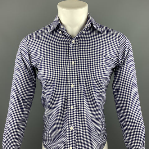 THOM BROWNE Size S / 1 White & Blue Gingham Cotton Long Sleeve Shirt