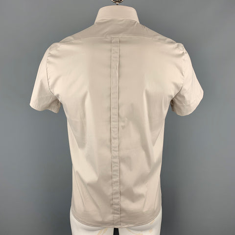 PATRIZIA PEPE Size L Ivory Cotton Blend Button Up Short Sleeve Shirt