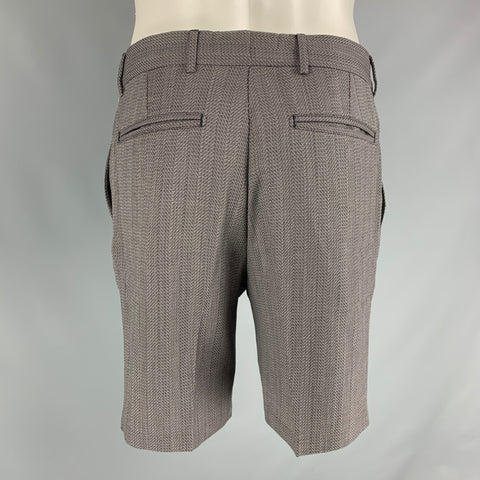 LOUIS VUITTON Size 32 Grey Nailhead Not Listed Pleated Shorts