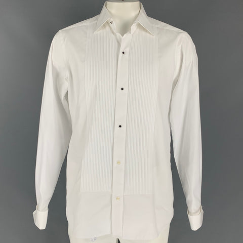 ETON Taille L Chemise de smoking en coton blanc à manches longues