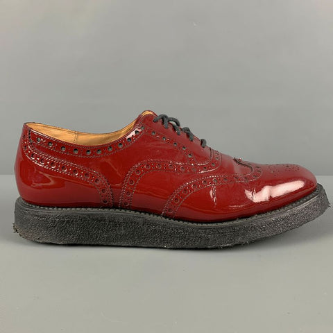 NEPENTHES CO. LTD. Size 10 Burgundy Perforated Patent Leather Lace Up Shoes