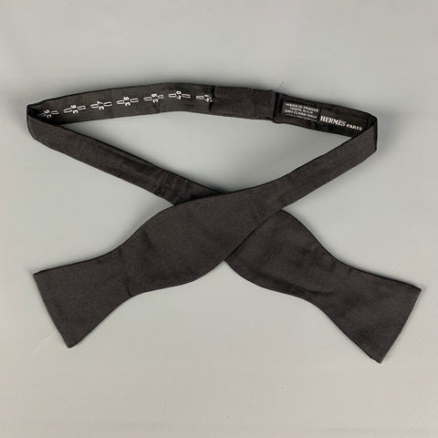 HERMES Black Silk Cummerbund & Bow Tie Set