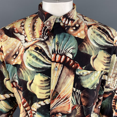 PAUL SMITH Taille XL Imprimer Chemise à manches longues boutonnée en coton multicolore