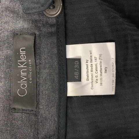 CALVIN KLEIN COLLECTION Size 30 Charcoal Wool Pleated Dress Pants