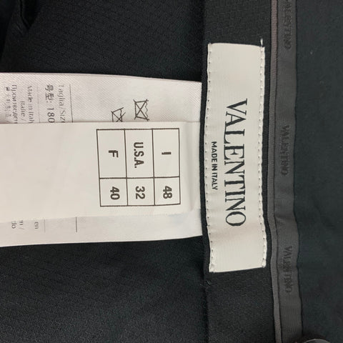 VALENTINO Talla 32 Pantalón de vestir de esmoquin de mohair de lana negro azul marino