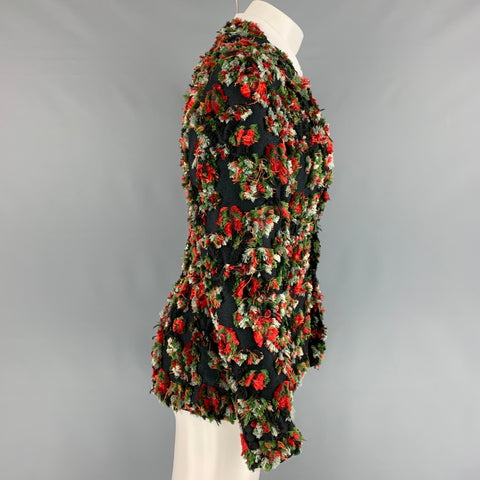 ALEXANDER MCQUEEN SS 18 Size 34 Black Red Green Reversed Jacquard Sport Coat