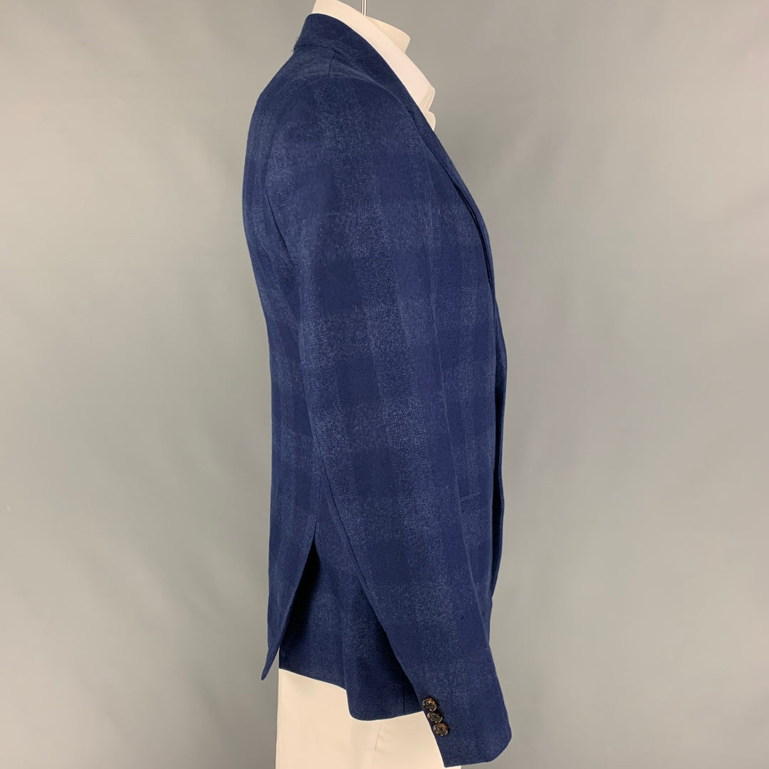 ALEXANDER MCQUEEN Taille 44 Manteau de sport à revers cranté en laine à carreaux bleus