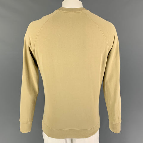MAISON KITSUNE Size L Khaki Embroidery Cotton Crew-Neck Sweatshirt